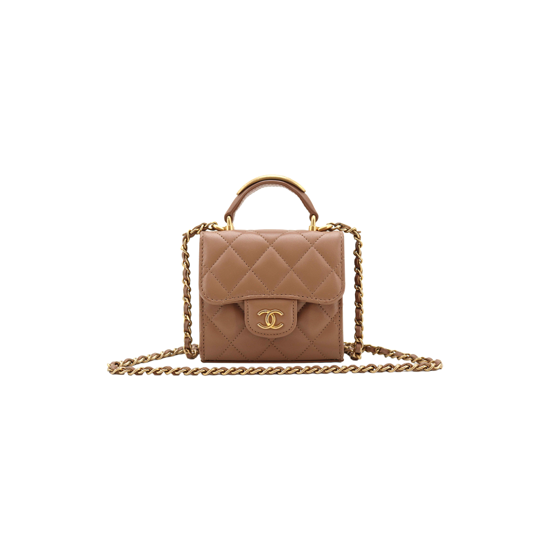 ITMG7HNQPRUI Chanel Top Handle Mini Lambskin Chain Crossbody Bag AP2682