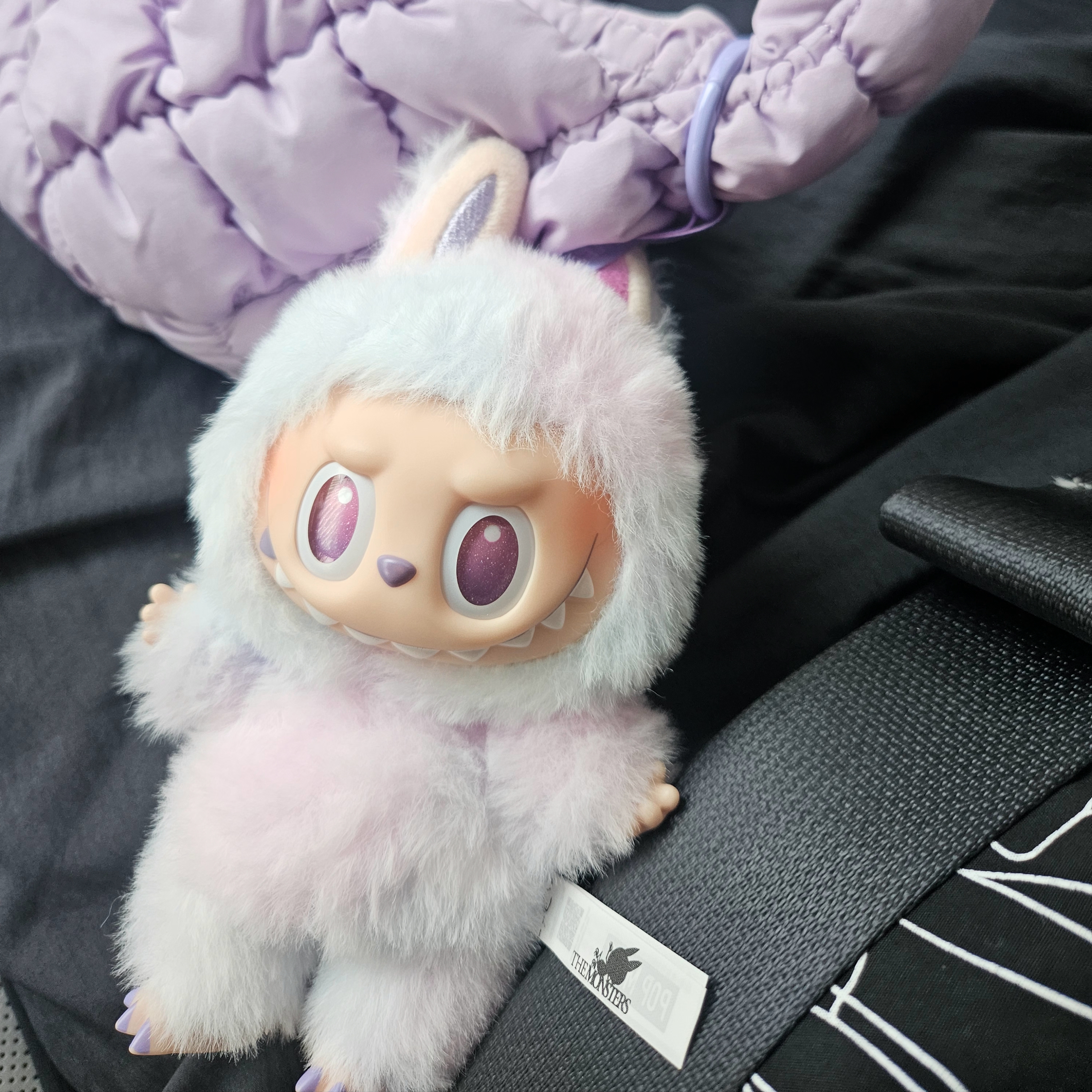 Pop Mart Labubu The Monsters Highlight Series Luck Keyring (Opened Case), COS Quilted Micro Bag Purple 착용 스타일 - 4