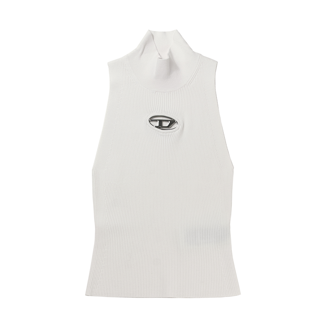 A130200DLAX-100 (W) Diesel M-Onervax-Top Ribbed Knit Turtleneck White