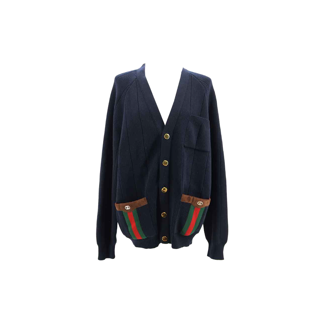 ITG94OUHRGBR Gucci 626349 Wool Blend Web Cardigan