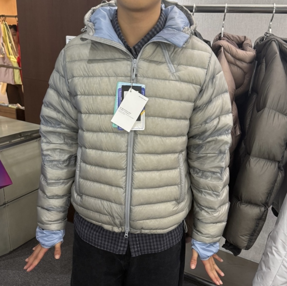 Sansan Gear Suffix Puffer Jacket Grey - 24FW 착용 스타일