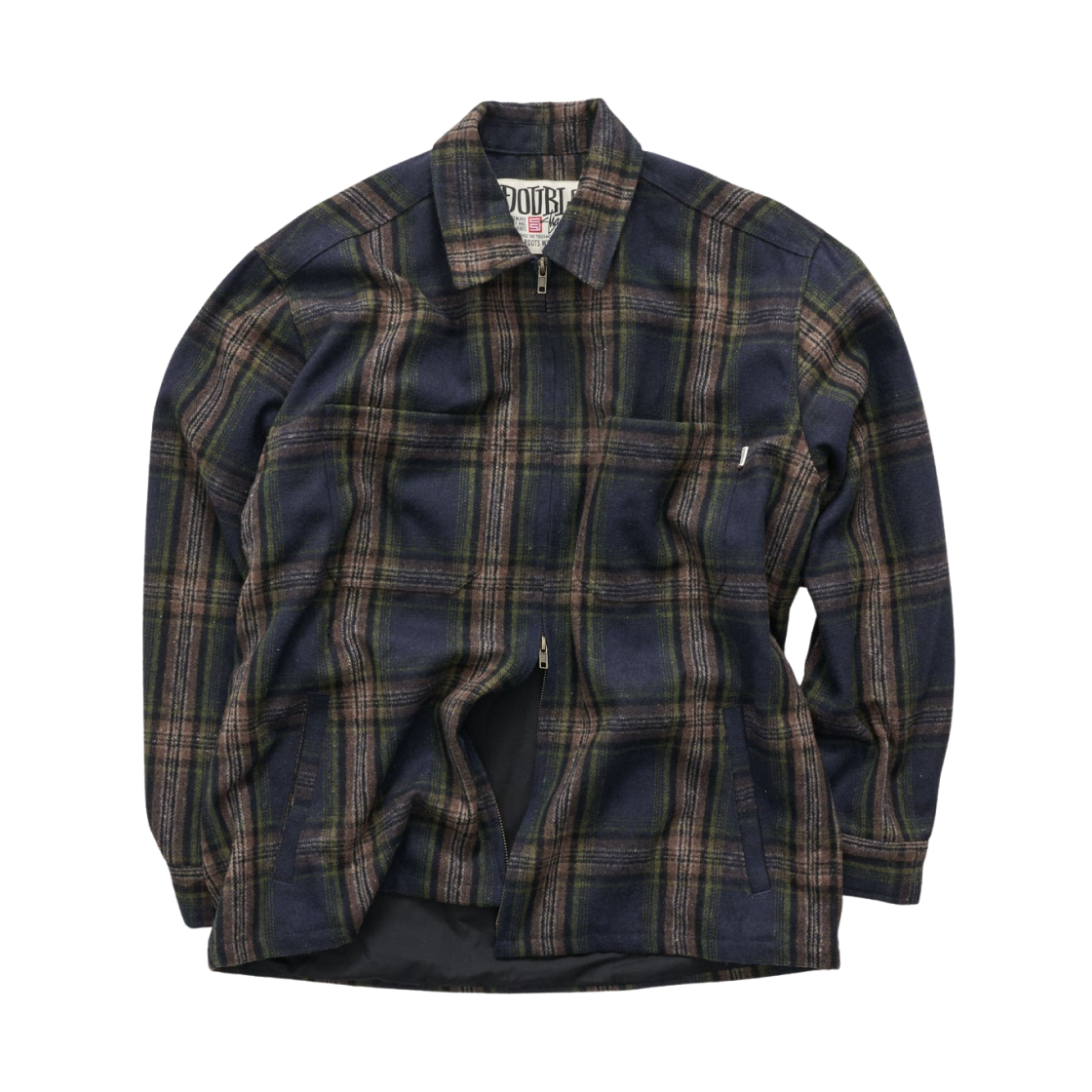 SD025S1421 S/Double Long Sleeve Zip Through Shirt Navy