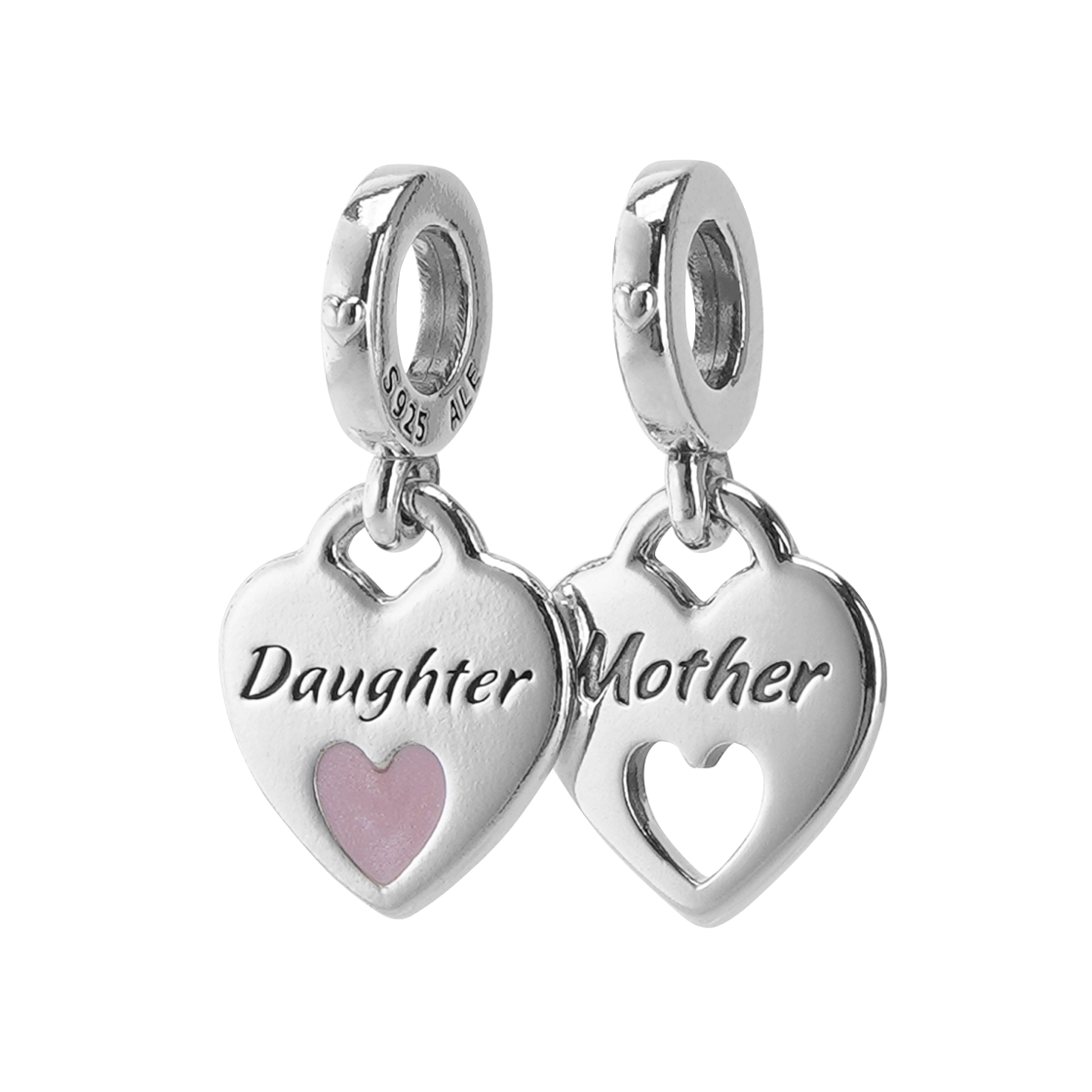 (W) 판도라 더블 하트 스플릿 댕글 참 스털링 실버 핑크((W) Pandora Double Heart Split Dnagle Charm Sterling Silver Pink)