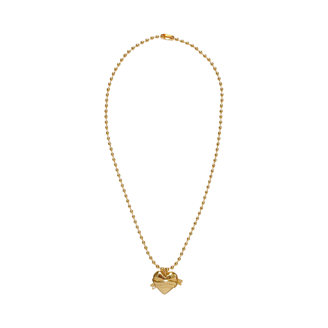 AHNK0017 August Harmony Old School Heart Ball Chain Necklace Gold