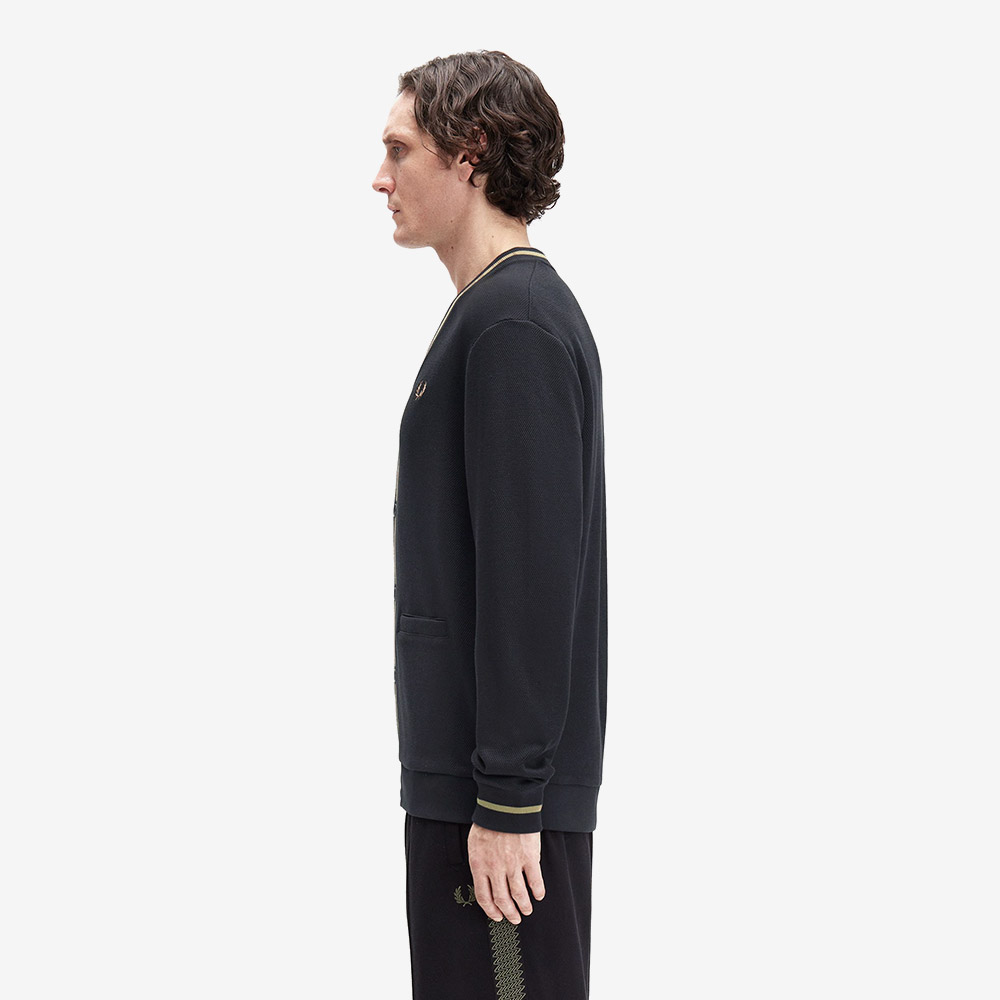 프레드페리 팁 피케 텍스쳐 가디건 블랙 쉐이디드 스톤(Fred Perry Tipped Pique Texture Cardigan Black Shaded Stone) - 3