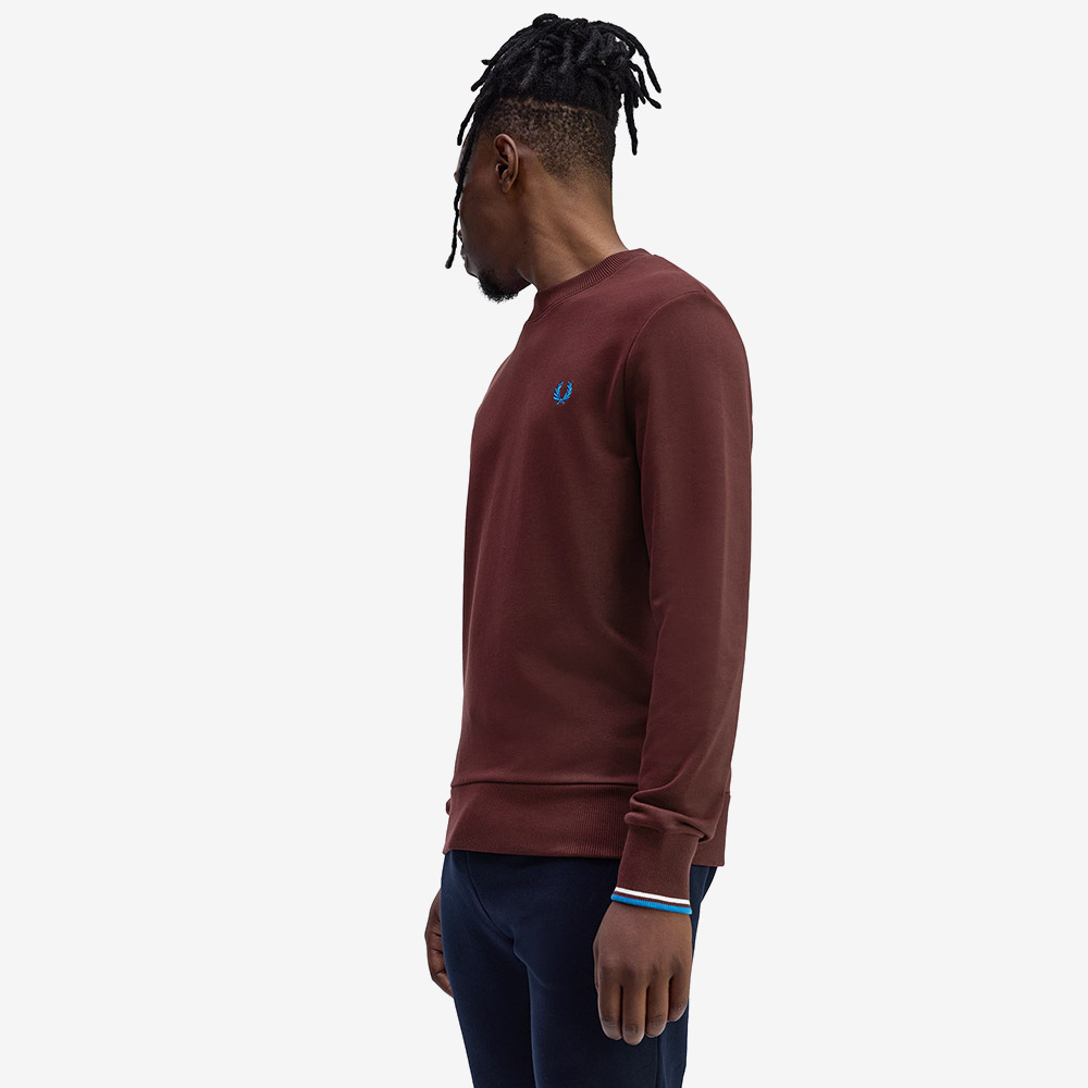 프레드페리 크루넥 스웻셔츠 옥스 블러드 에크루 코트블루(Fred Perry Crew Neck Sweatshirt Oxblood Ecru Court Blue) - 4