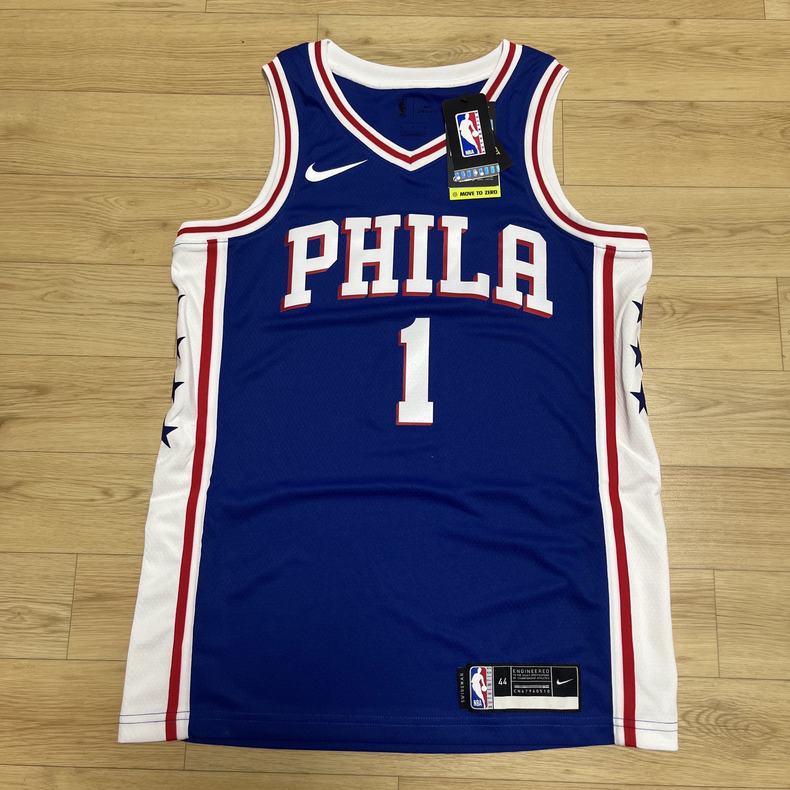 Nike James Harden Philadelphia 76ers Icon Edition NBA Swingman Jersey Blue 착용 스타일 - 1