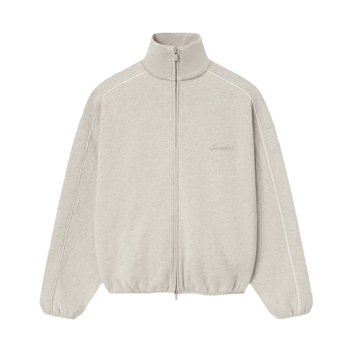 - Essentials Modern Fleece Track Jacket With Piping Heather Stone Cloud White - 25SS