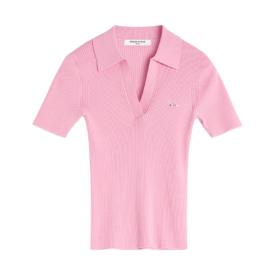 OW00201KT1091-0139 (W) Maison Kitsune Baby Fox Patch Fine Ribbed Polo Fraise