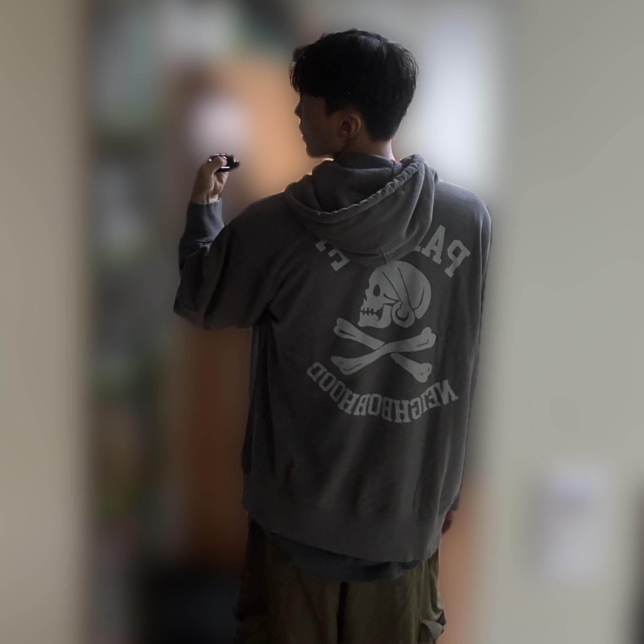 Palace x Neighborhood Skull Zip Hood Charcoal Tif - 25FW 착용 스타일 - 1