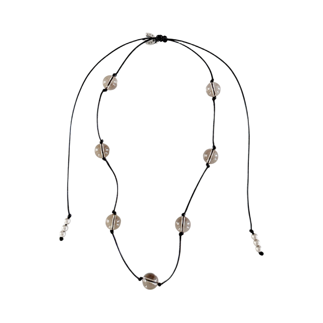 어거스트하모니 스모키 쿼츠 폼폼 스트링 네크리스(August Harmony Smoky Quartz Pompom String Necklace) - 1