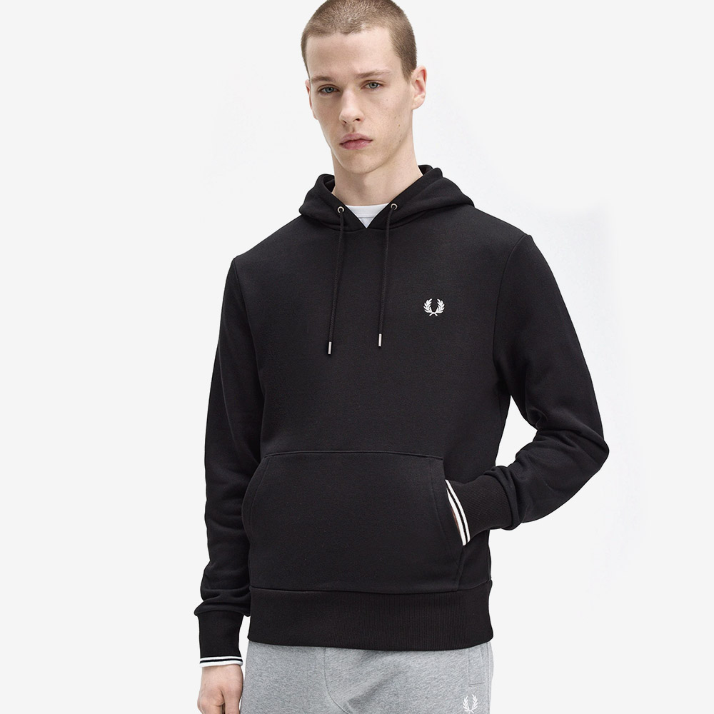 프레드페리 팁 후드 스웻셔츠 블랙(Fred Perry Tipped Hooded Sweatshirt Black) - 4