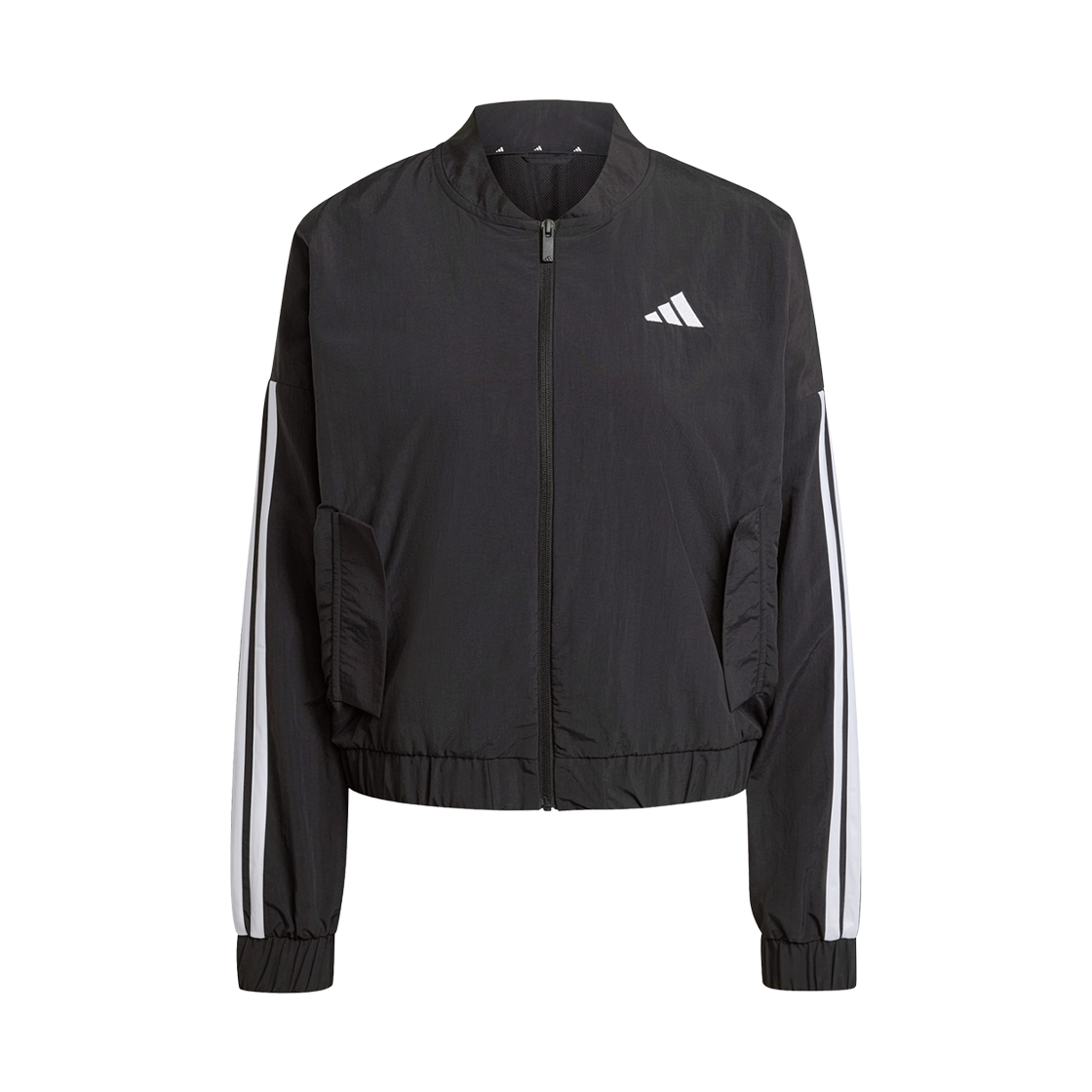 JD5317 (W) Adidas Essentials 3-Stripes Lifestyle Woven Bomber Jacket Black White - KR Sizing