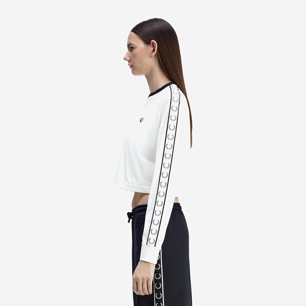 프레드페리 우먼스 테잎 롱슬리브 티셔츠 스노우화이트(Fred Perry Womens Taped Long Sleeve T-Shirt Snow White) - 5
