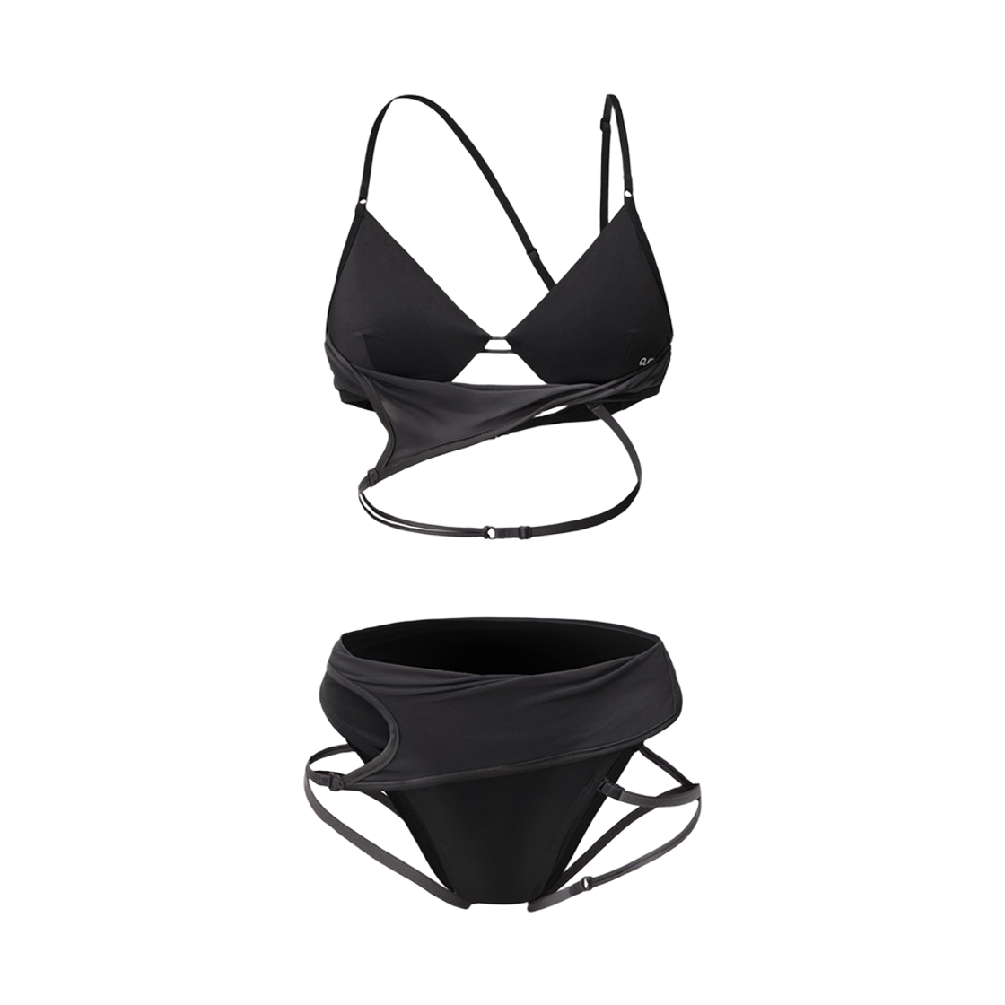 오호스 레이어드 메쉬 스트랩 비키니 블랙(OJOS Layered Mesh Strap Bikini Black)