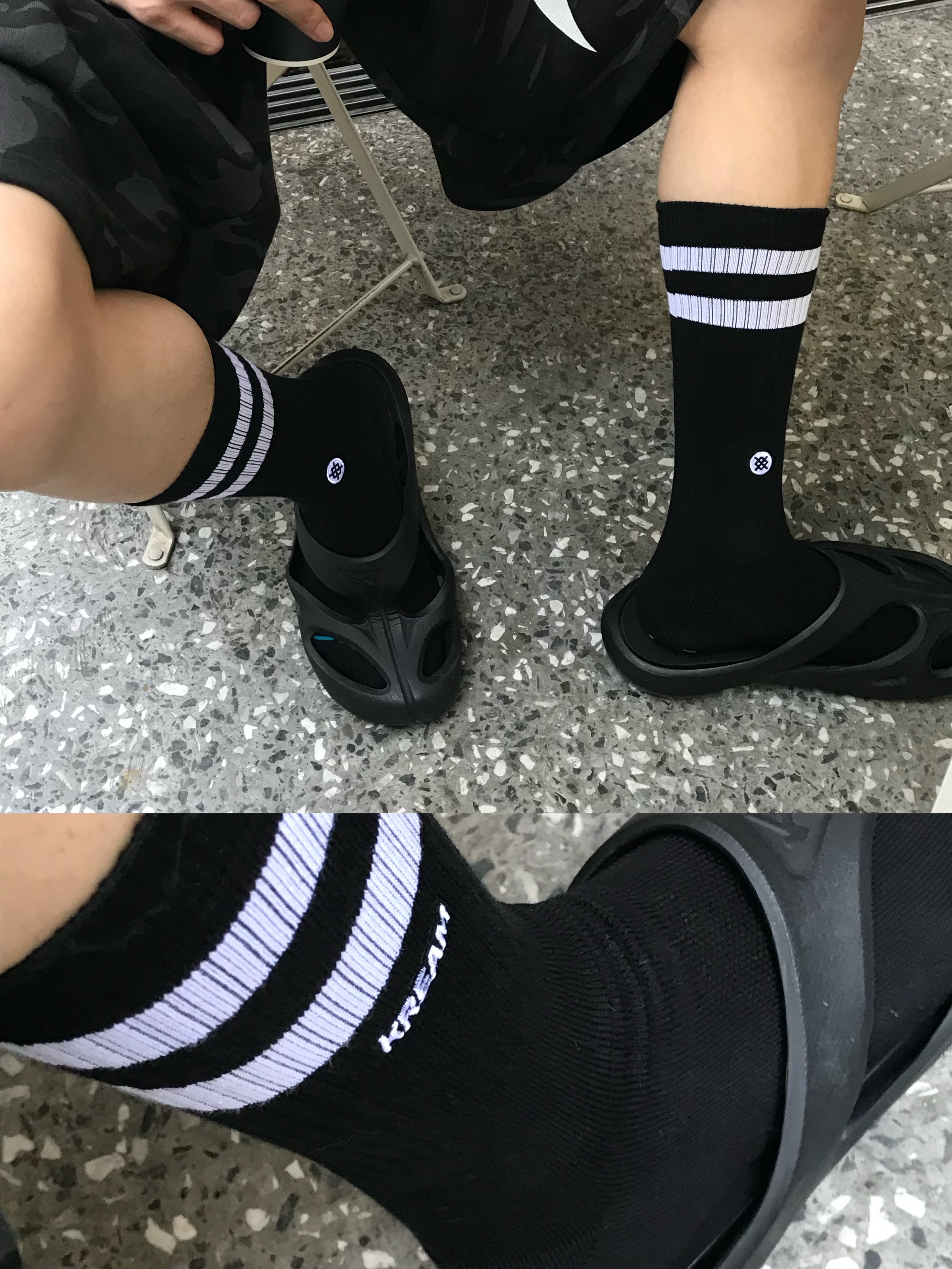 KREAM MERCH KREAM x STANCE Basic Crew White  - 25FW, KREAM MERCH KREAM x STANCE Stripe Black - 25FW 착용 스타일 - 5