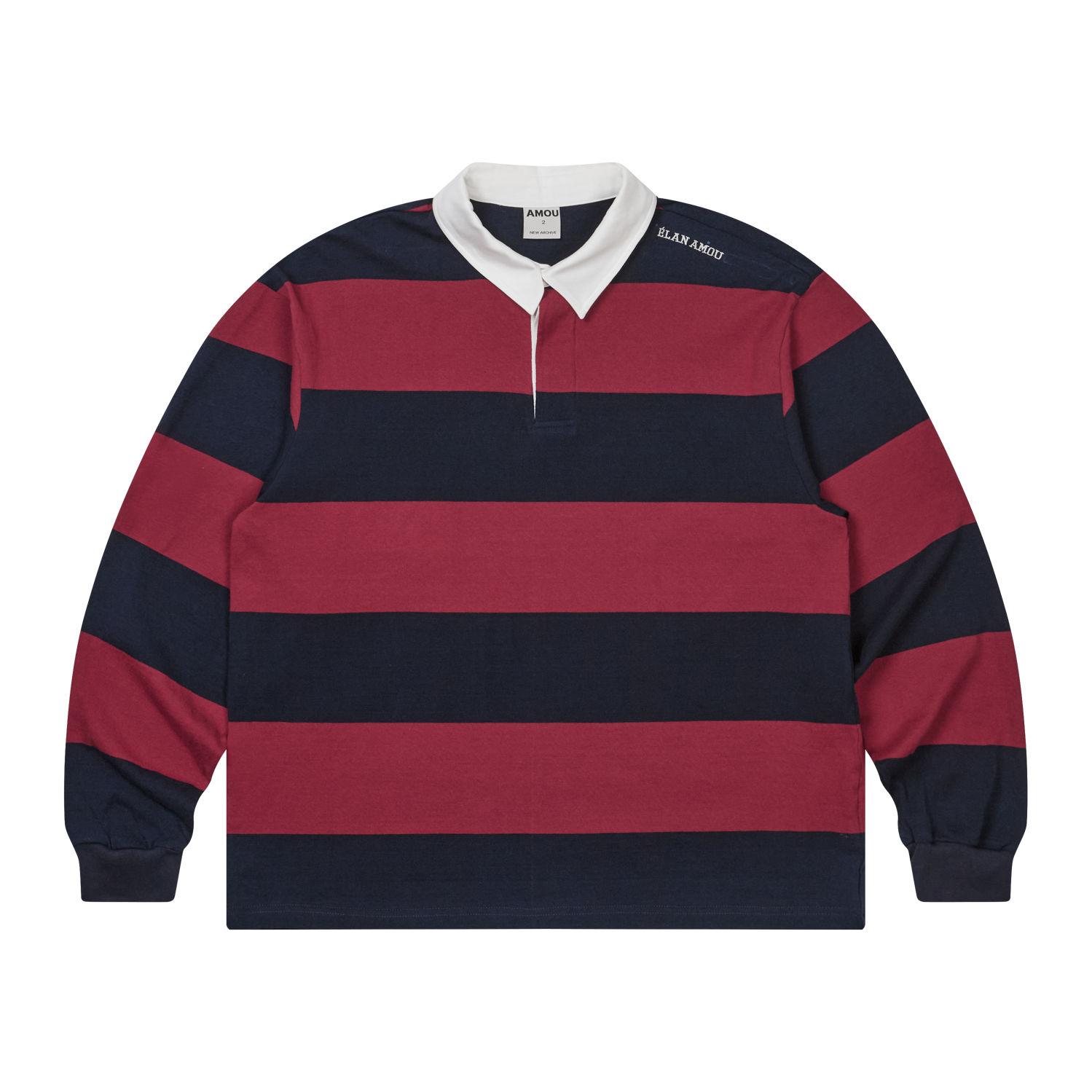 AM25FWLS01RE AMOU Elan Amou Stripe Rugby Shirts Red/Navy
