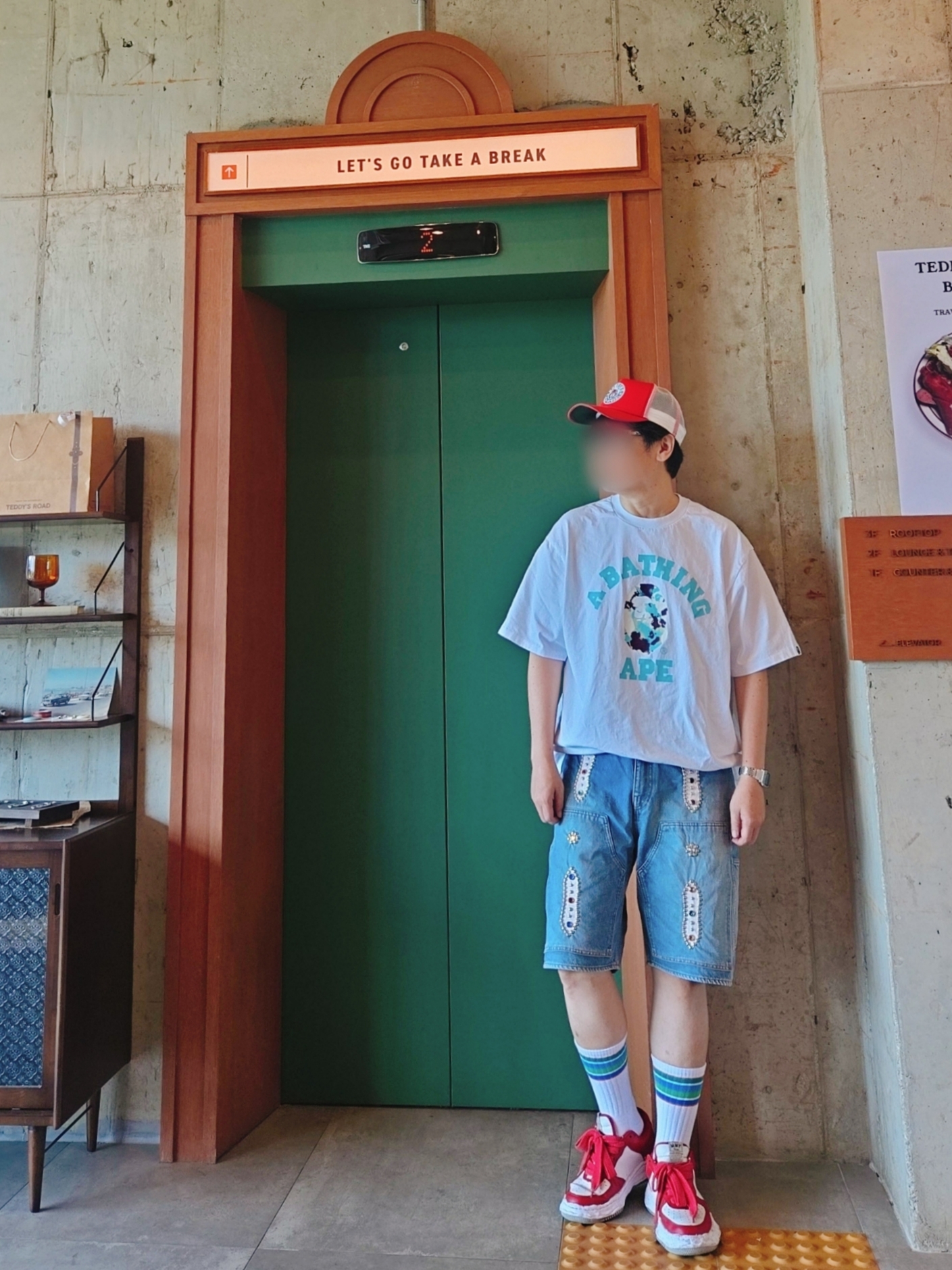 Maison Mihara Yasuhiro Wayne OG Sole Leather Low-top Sneakers Red, Kapital 14 oz. Denim Short Pants Studs Remake Indigo (Processing) 착용 스타일 - 3
