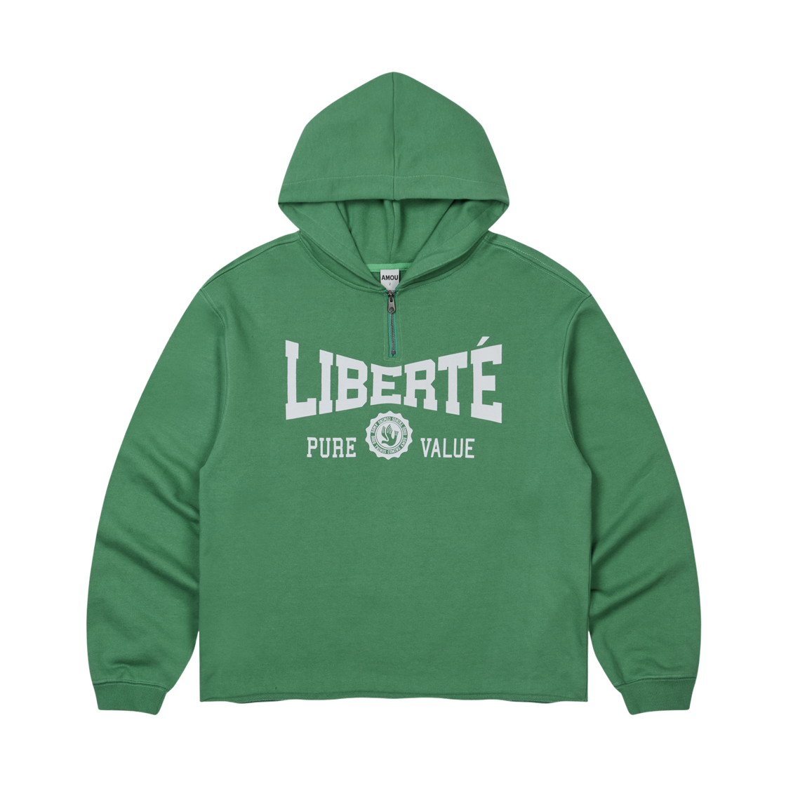 AM25FWHD01GR AMOU Liberte Zip Up Hoodie Green