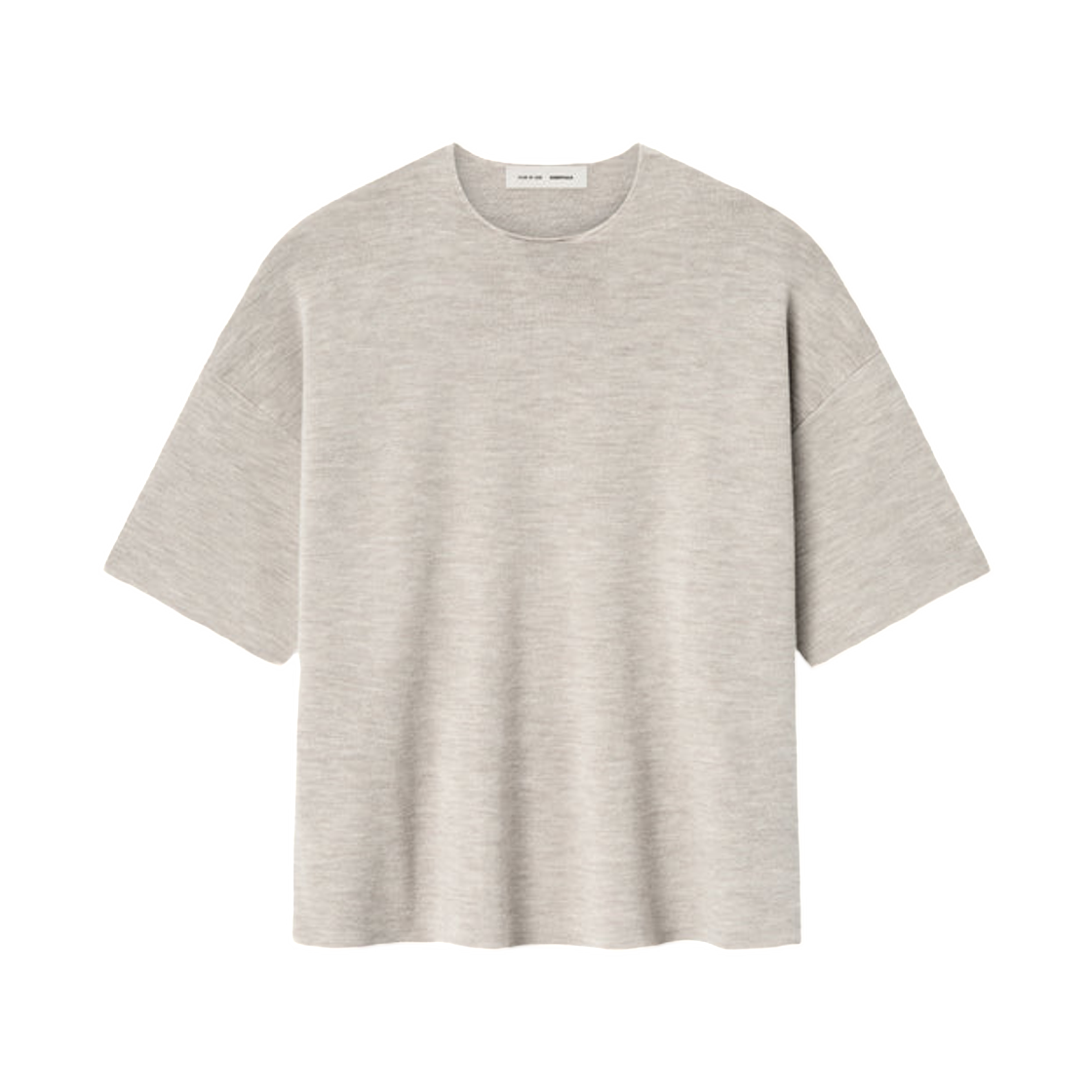 에센셜 메리노 반팔 스웨터 헤더 스톤 - 25SS