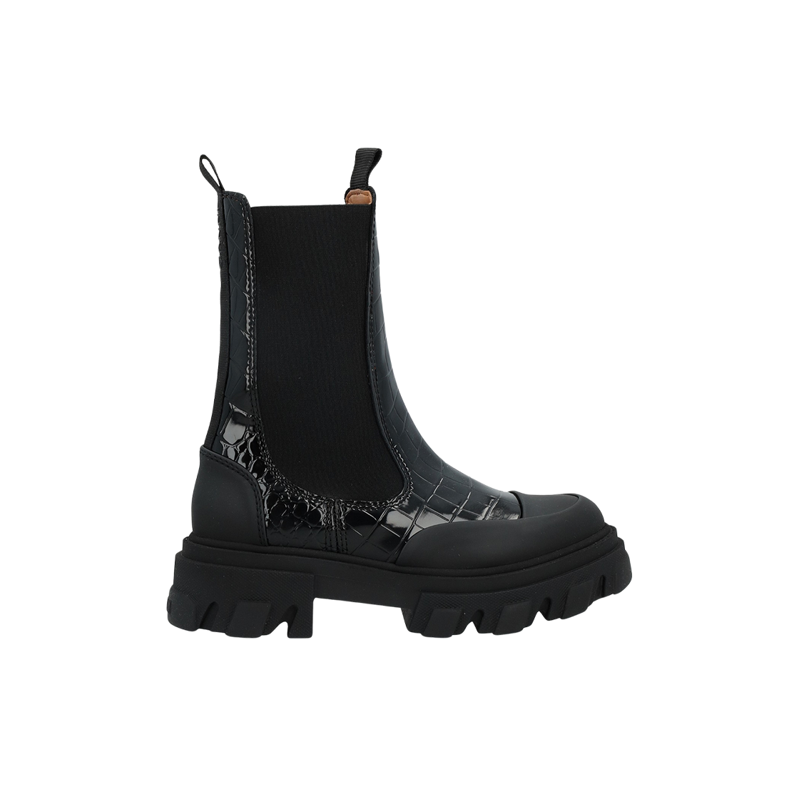 (W) 가니 비건 레더 첼시 부츠 블랙((W) Ganni Chelsea Boots in Vegan Leather Black)