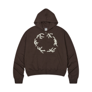 AMOU Dancing Circle Crop Hoodie Zip-Up Brown