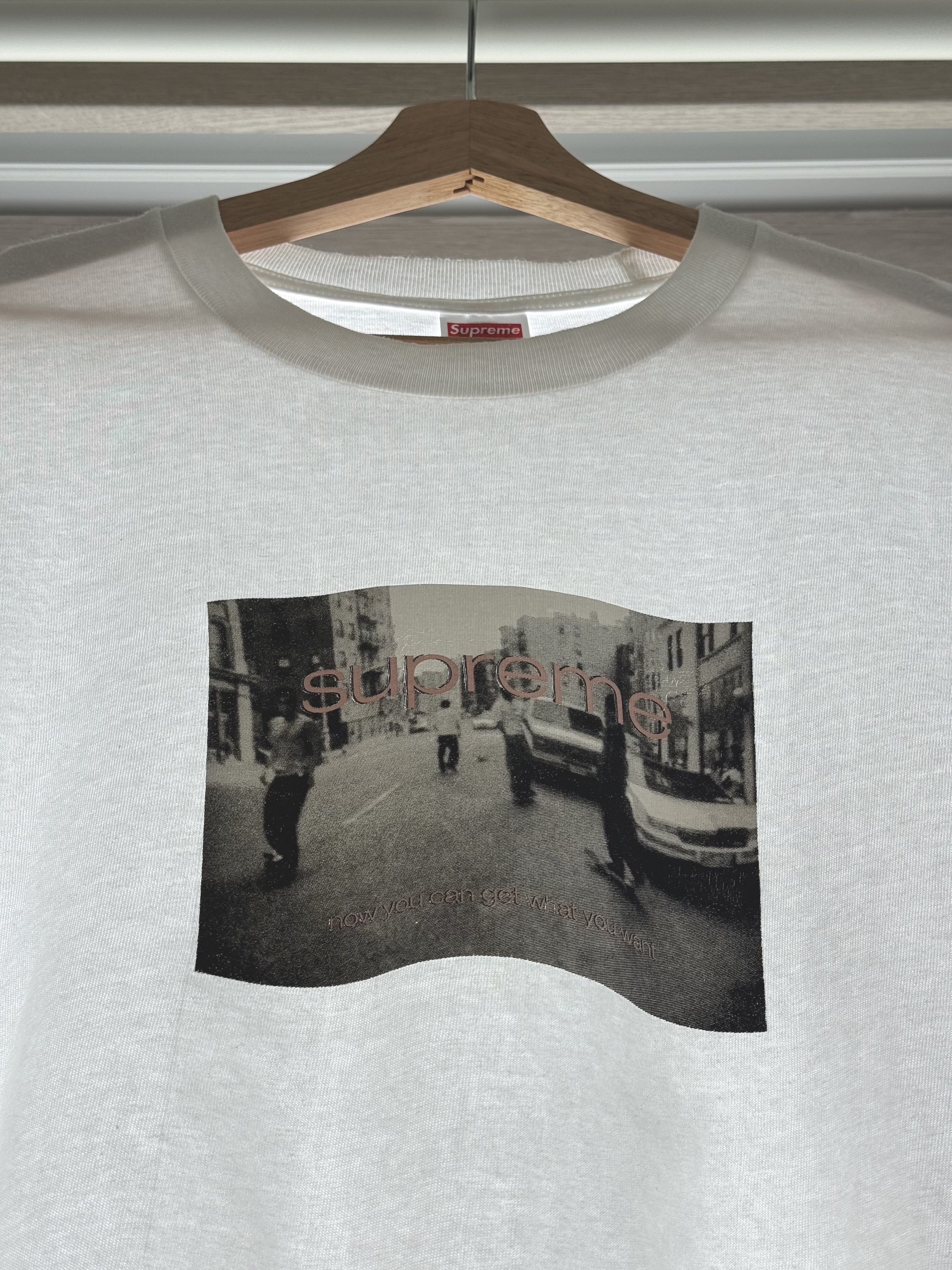 Supreme Crew 96 T-Shirt White - 24SS, (W) Nike Shox TL Black and Max Orange 착용 스타일 - 2