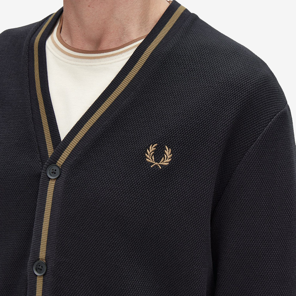 프레드페리 팁 피케 텍스쳐 가디건 블랙 쉐이디드 스톤(Fred Perry Tipped Pique Texture Cardigan Black Shaded Stone) - 5