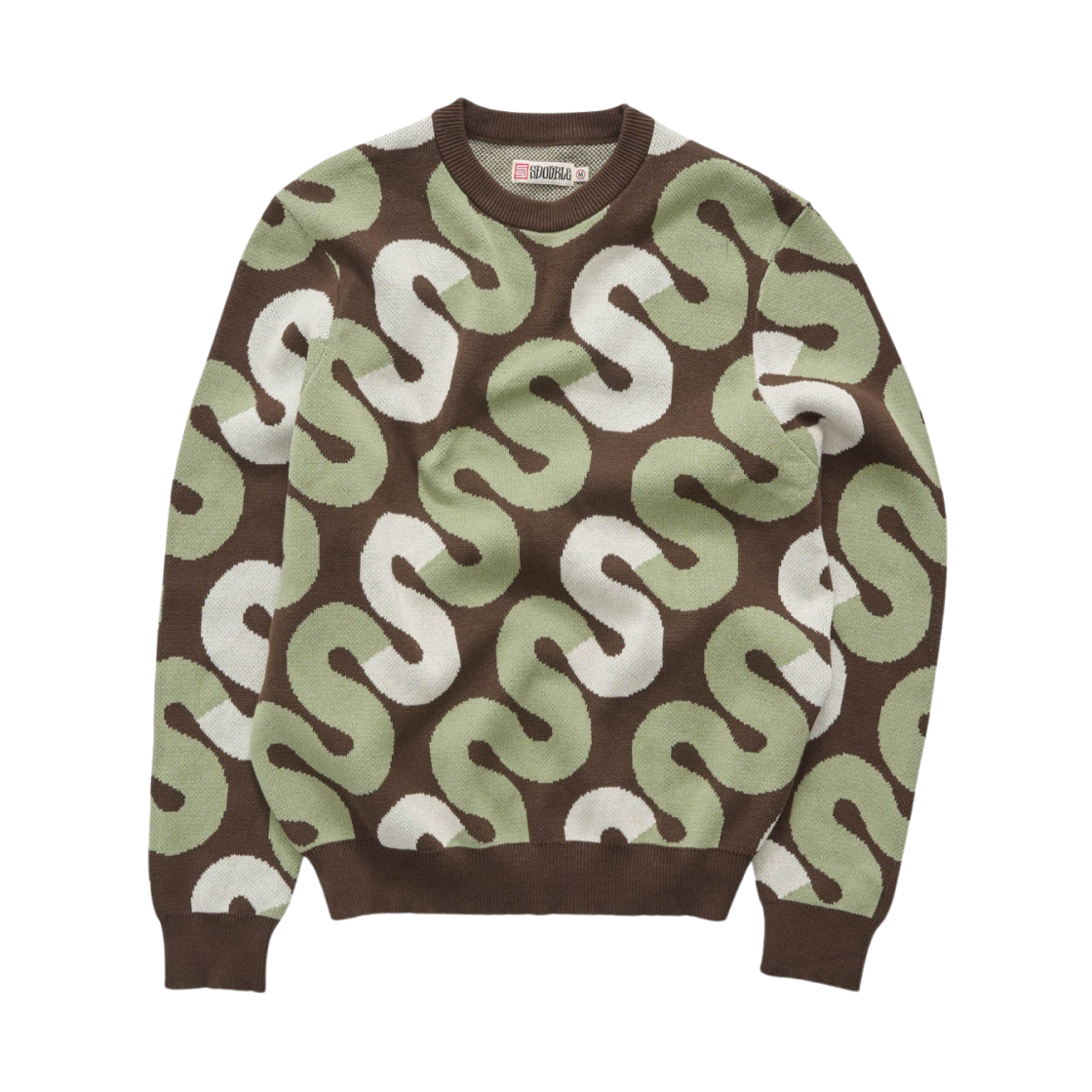 SD025S1304 S/Double Tile Intarsia Knit Sweater Chocolate