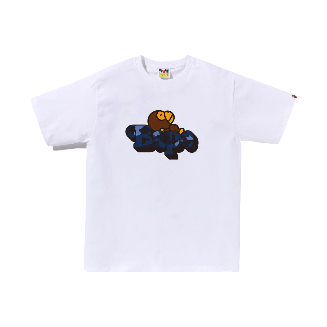 베이프 컬러 카모 마일로 온 베이프 티셔츠 화이트 네이비(BAPE Color Camo Milo On Bape T-Shirt White Navy) - 1