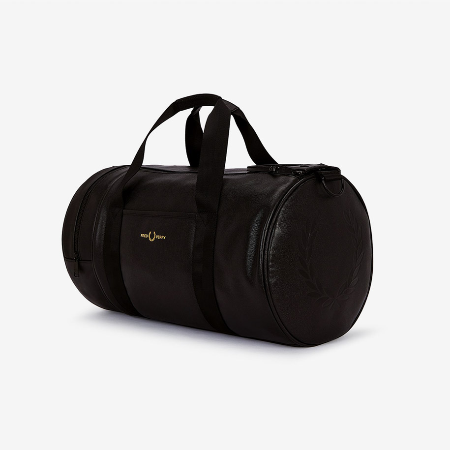 프레드페리 스카치 그레인 레더 배럴 백 블랙 샴페인(Fred Perry Scotchgrain Leather Barrel Bag Black Champagne) - 5