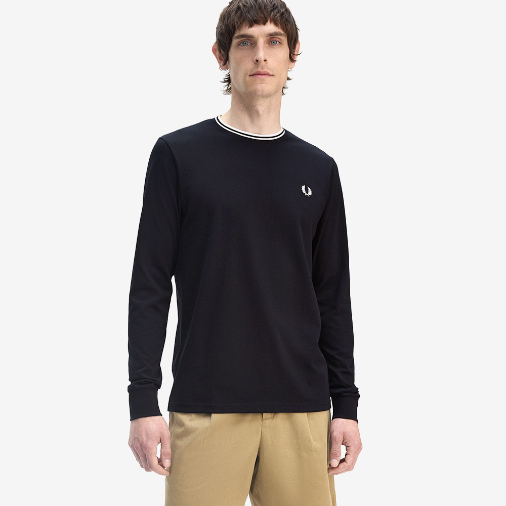 프레드페리 롱슬리브 트윈 팁 티셔츠 네이비(Fred Perry Long Sleeve Twin Tipped T-Shirt Navy) - 4