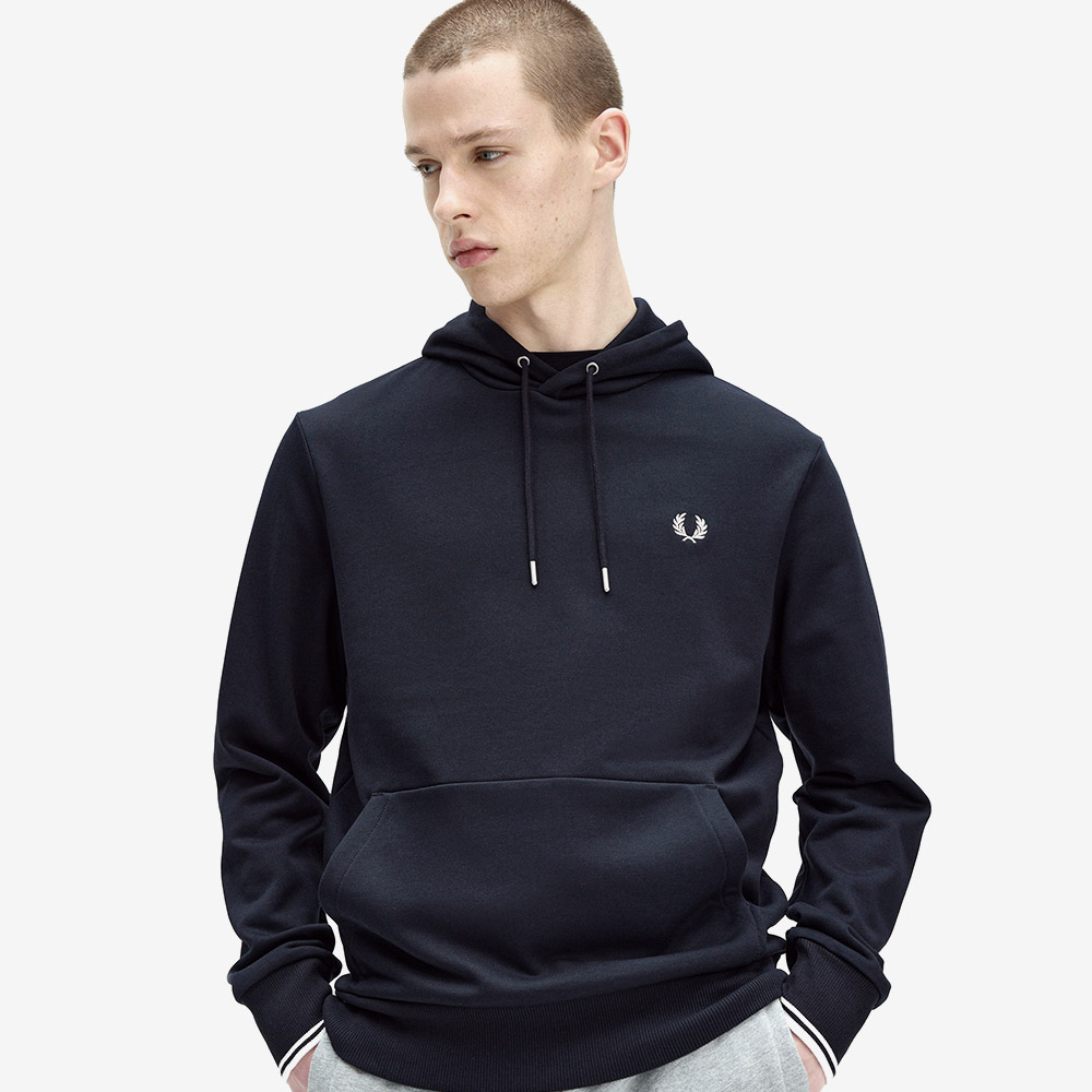 프레드페리 팁 후드 스웻셔츠 네이비(Fred Perry Tipped Hooded Sweatshirt Navy) - 4