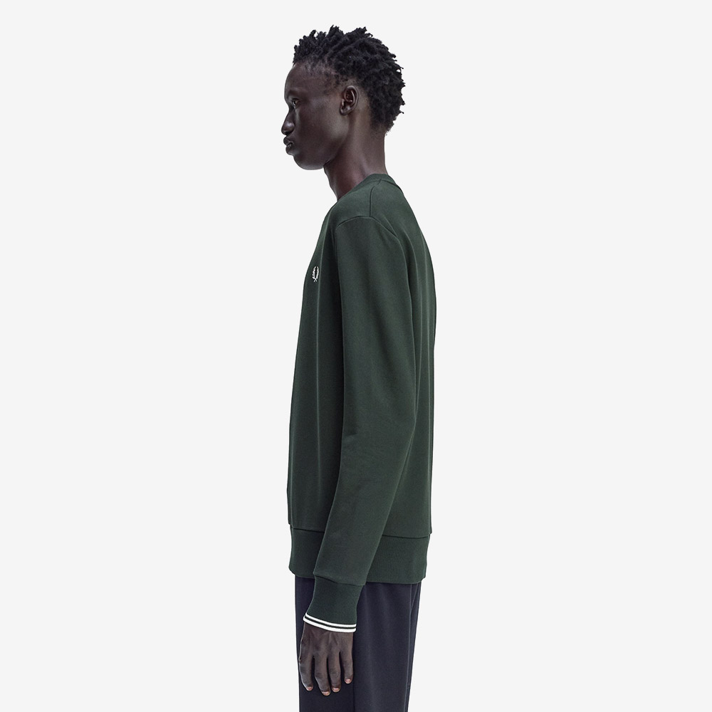 프레드페리 크루넥 스웻셔츠 나이트그린 스노우화이트(Fred Perry Crew Neck Sweatshirt Night Green Snow White) - 3
