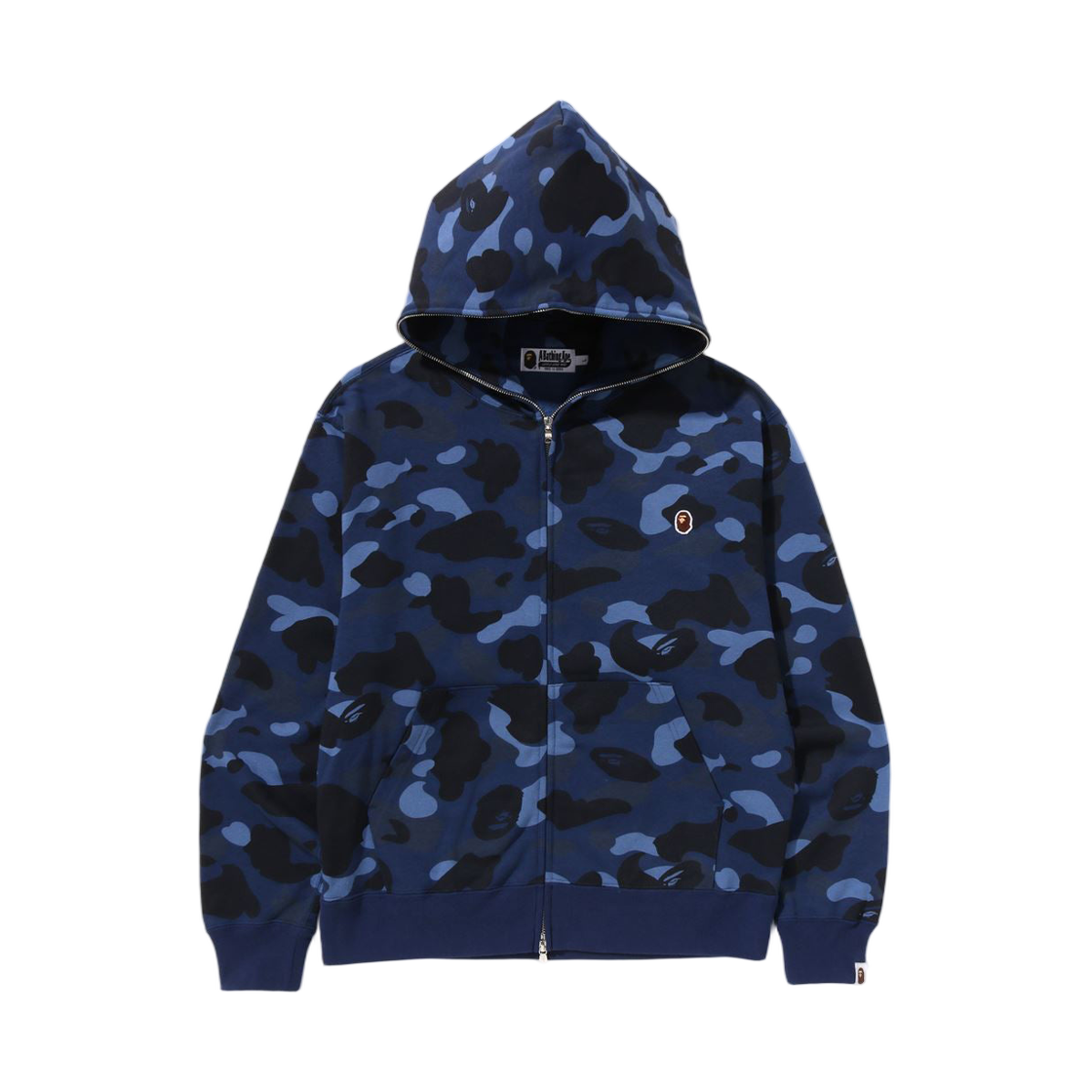 베이프 원 포인트 컬러 카모 크롭 풀 집 후드 네이비(BAPE One Point Color Camo Cropped Full Zip Hoodie Navy)
