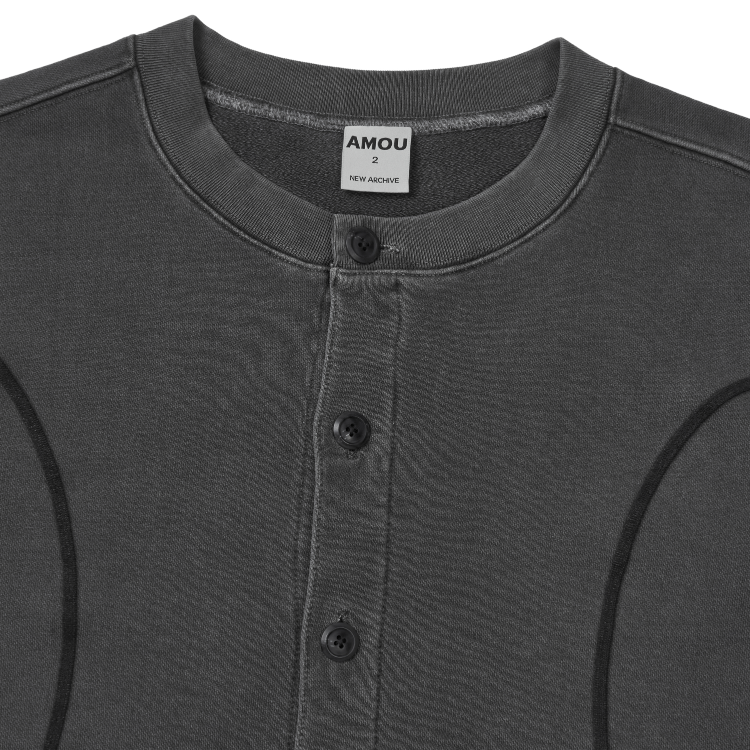 아모우 피그먼트 스웻 가디건 챠콜 그레이(AMOU Pigment Sweat Cardigan Charcoal Gray) - 4