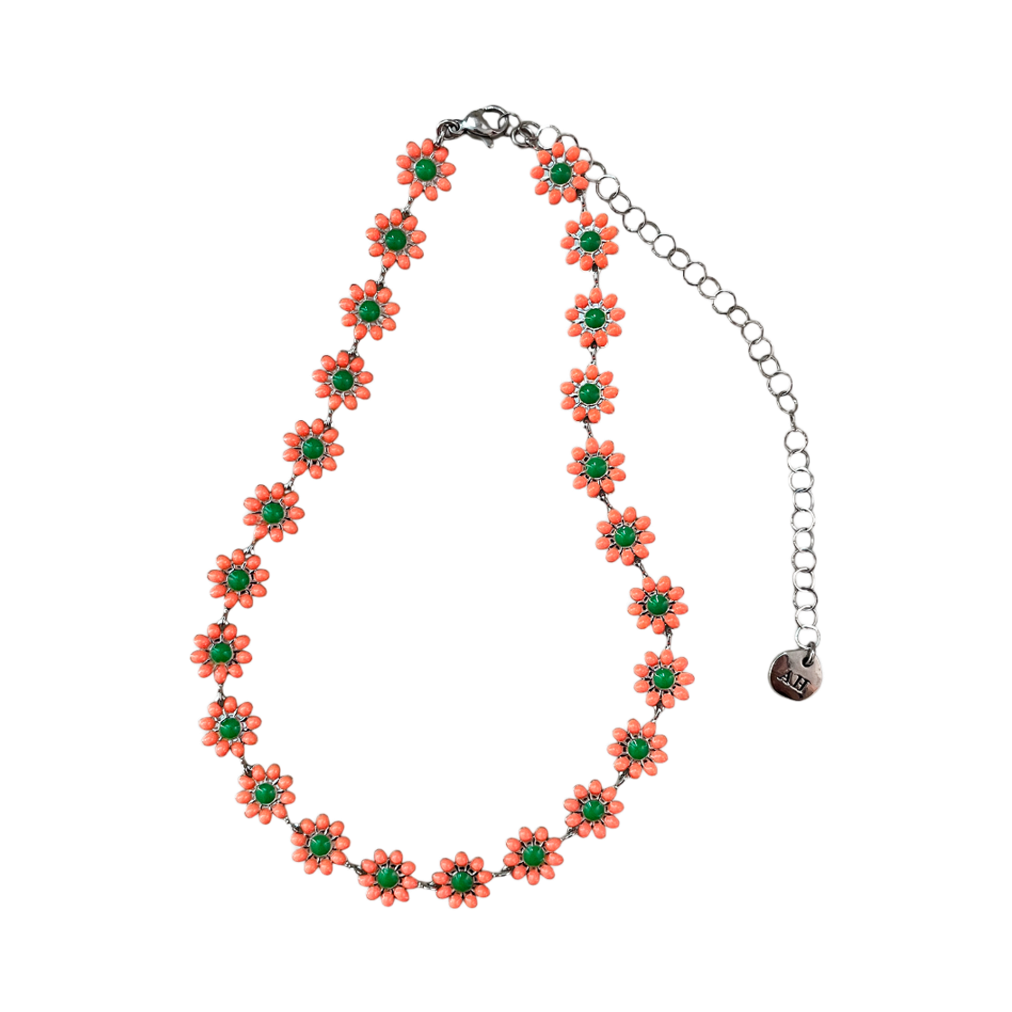 AHNK0006 August Harmony Summer Daisy Choker Orange