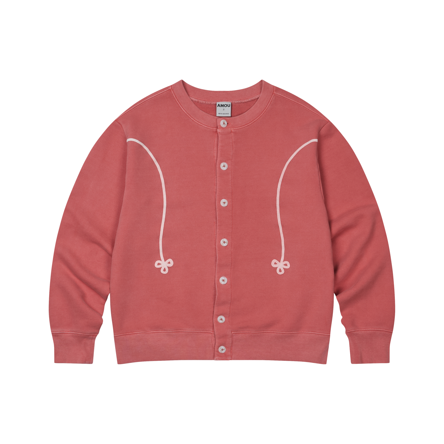 AM25FWJP01RE AMOU Pigment Sweat Cardigan Vintage Red