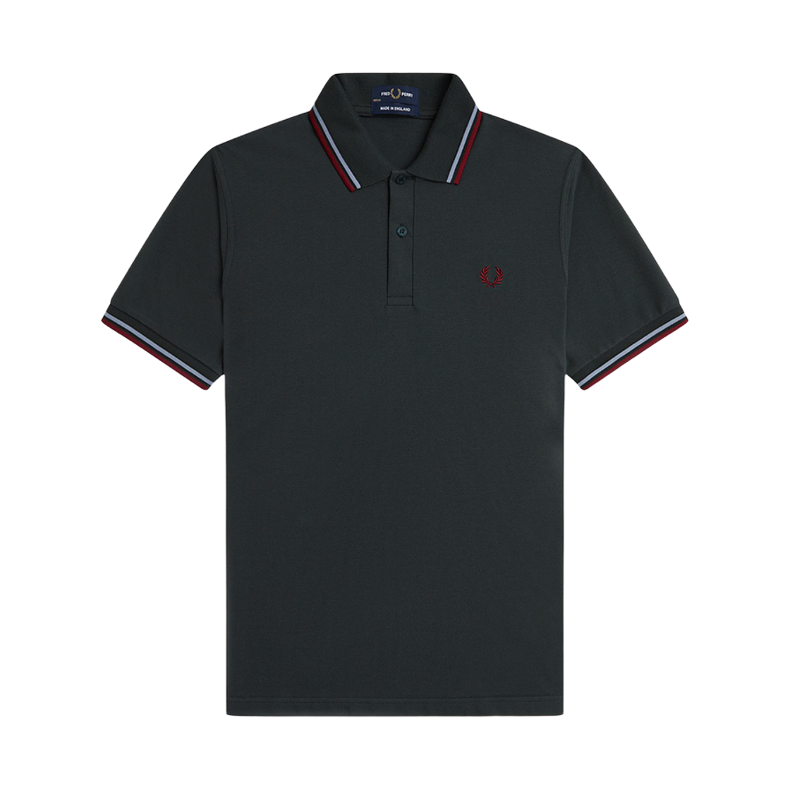 AFPM2510012-Y85 Fred Perry Twin Tipped Fred Perry Shirt Night Green/Light Smoke/Burnt Red