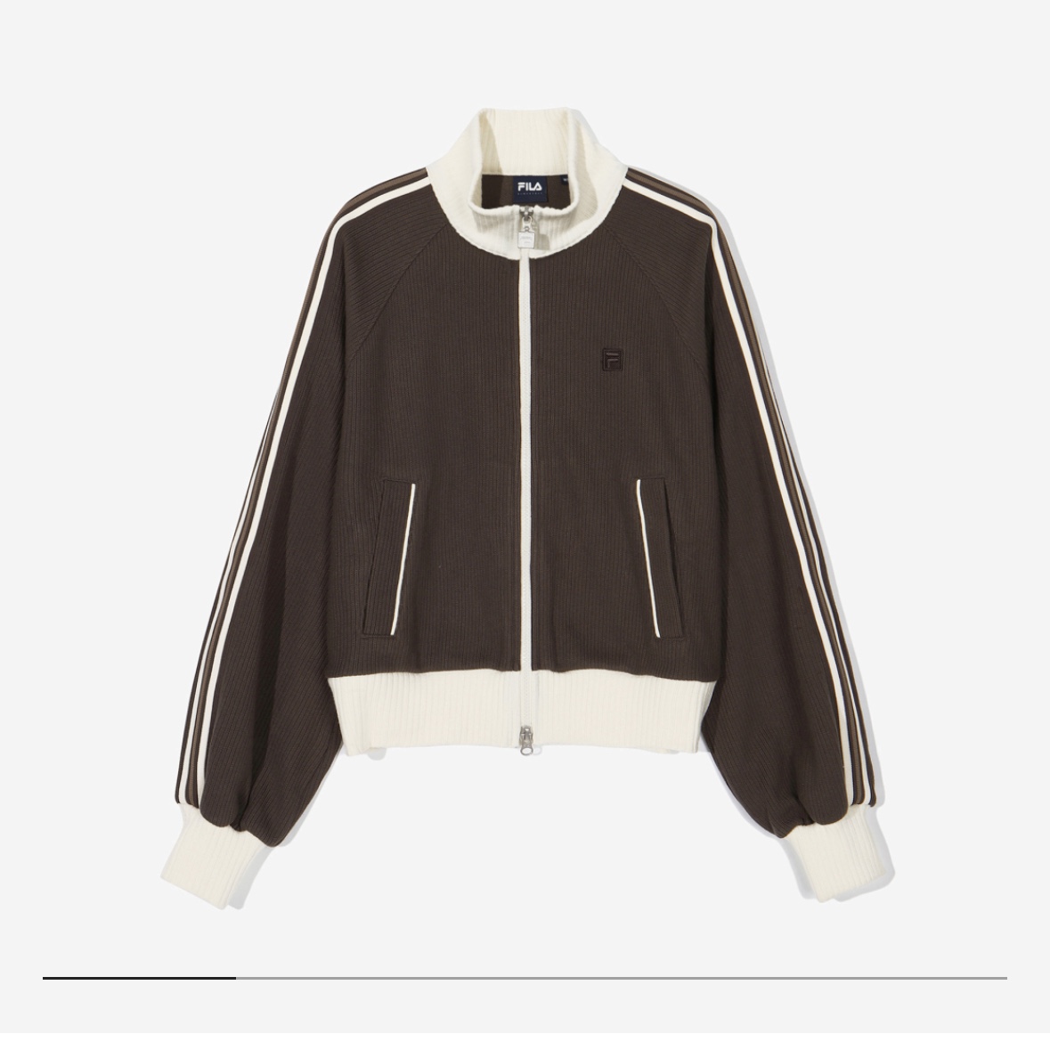 (W) Fila 1911 Knit Track Zip Up Brown Dark Brown 착용 스타일