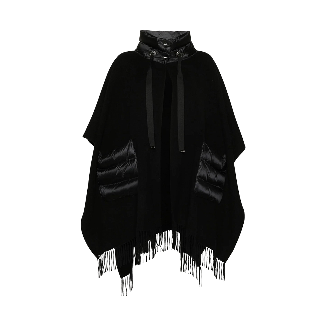 GC00066DR-33395-9300 (W) Herno Poncho with Quilted Pockets Black