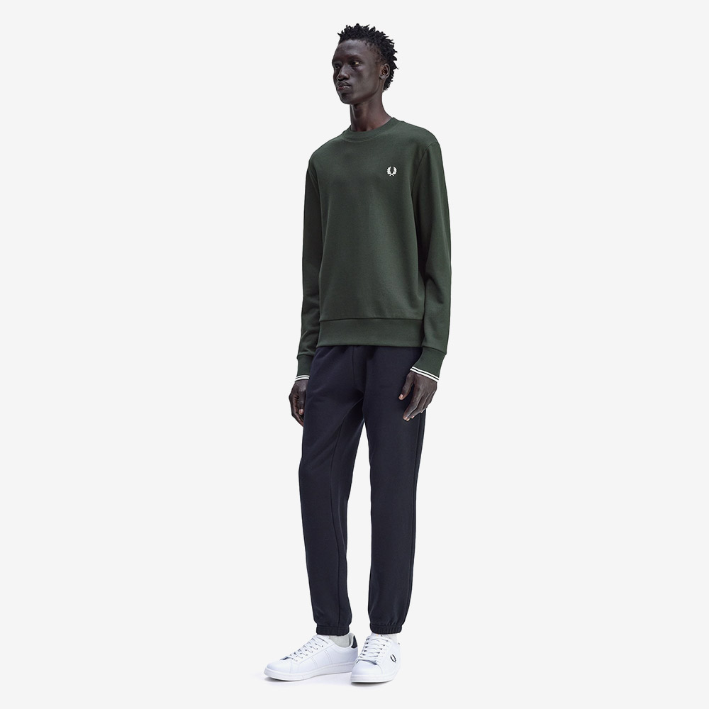 프레드페리 크루넥 스웻셔츠 나이트그린 스노우화이트(Fred Perry Crew Neck Sweatshirt Night Green Snow White) - 4