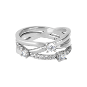 (W) Pandora Sparkling Triple Band Ring Sterling Silver Clear