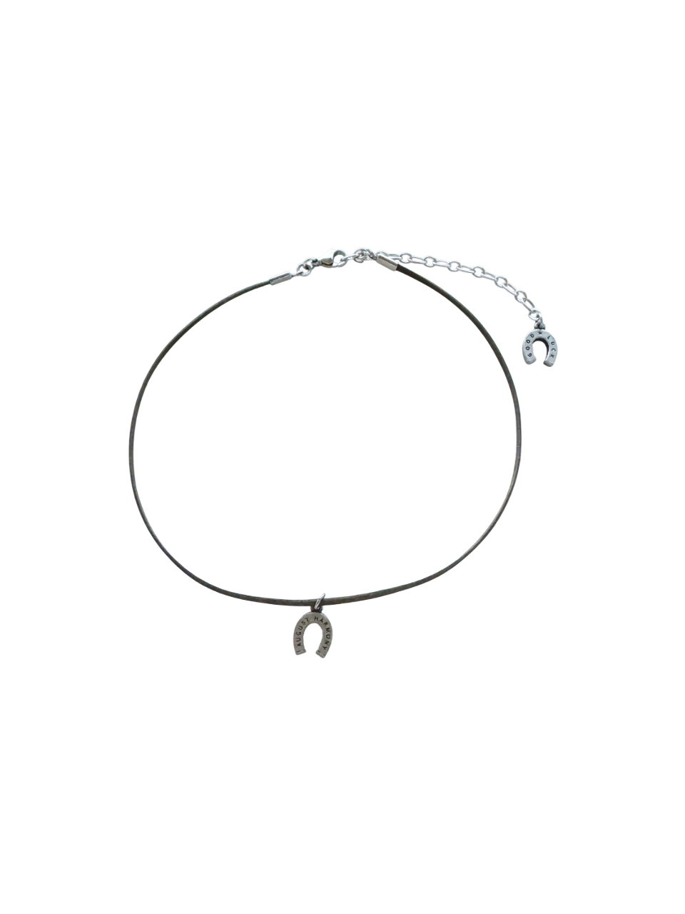 AHNK0030 August Harmony Horseshoe Brushed Leather Choker