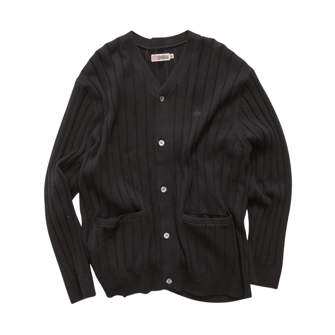 SD025S1300 S/Double Big Rib Knit Cardigan Black