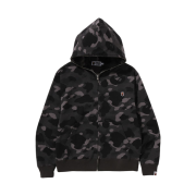 BAPE One Point Color Camo Cropped Full Zip Hoodie Black