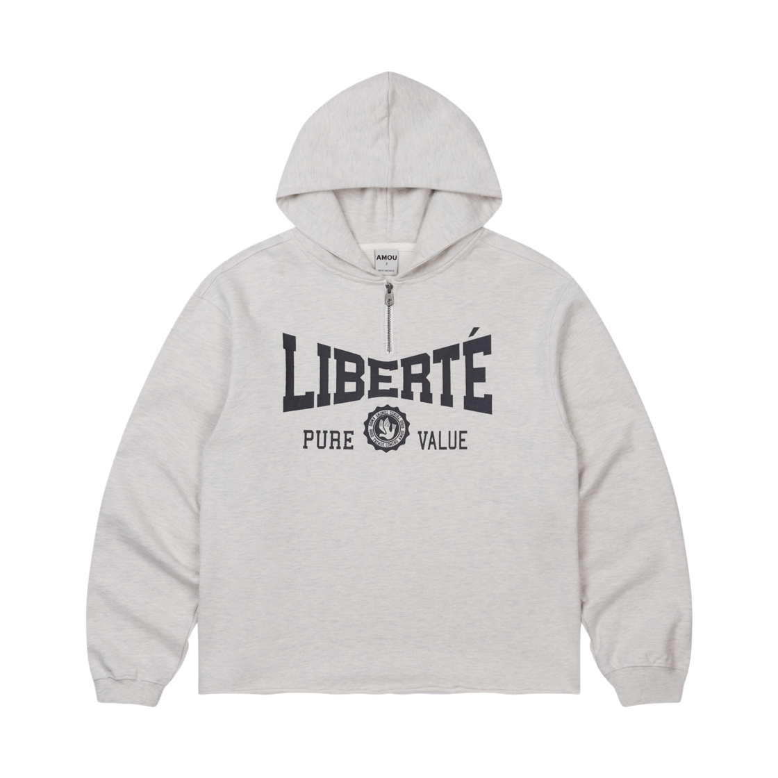 AM25FWHD01CM AMOU Liberte Zip Up Hoodie Cream Melange