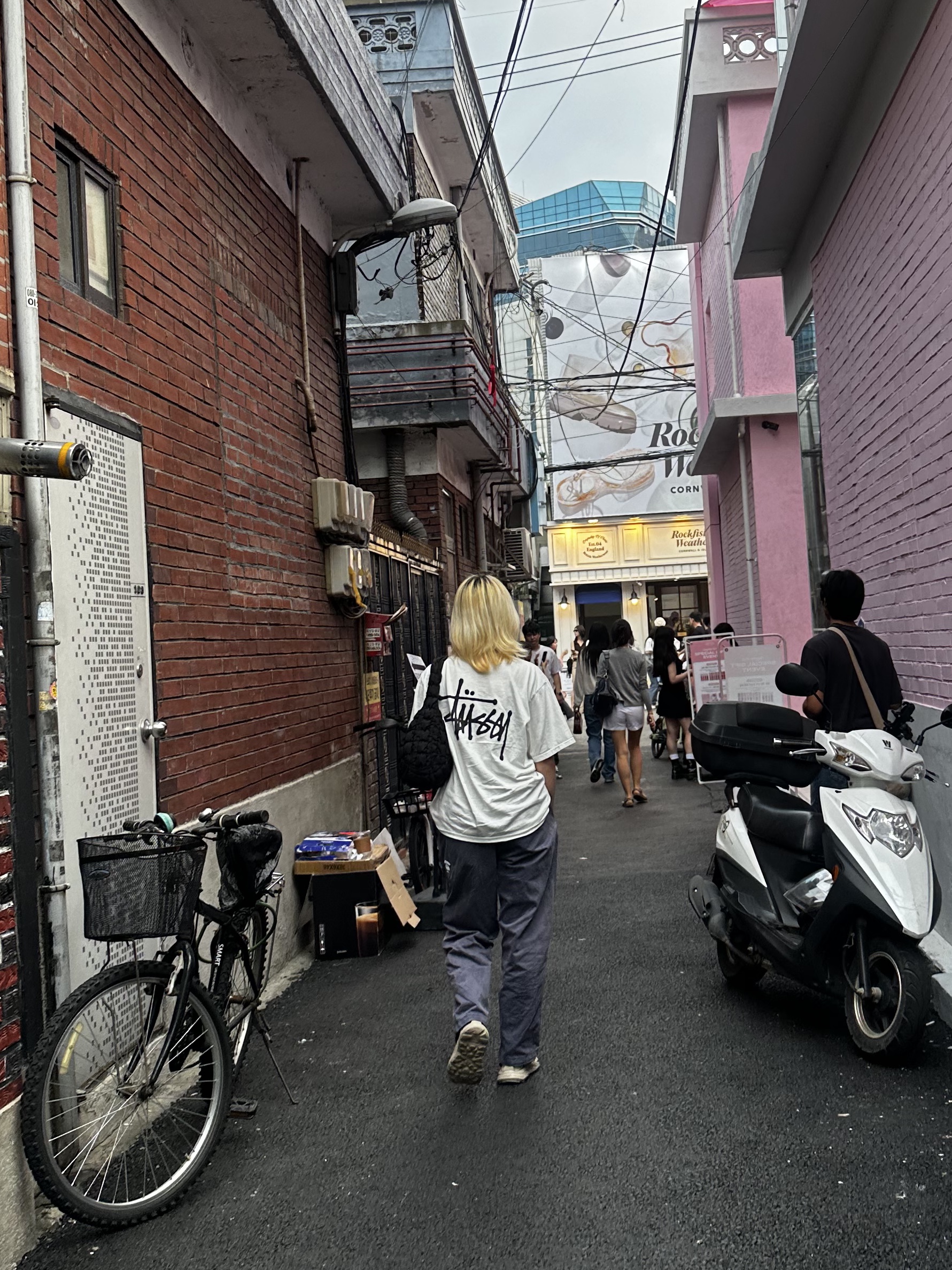 Stussy Basic Stussy Pigment Dyed T-Shirt Natural 2024, AAPE Main Woven Pants Purple Navy - 24FW 착용 스타일