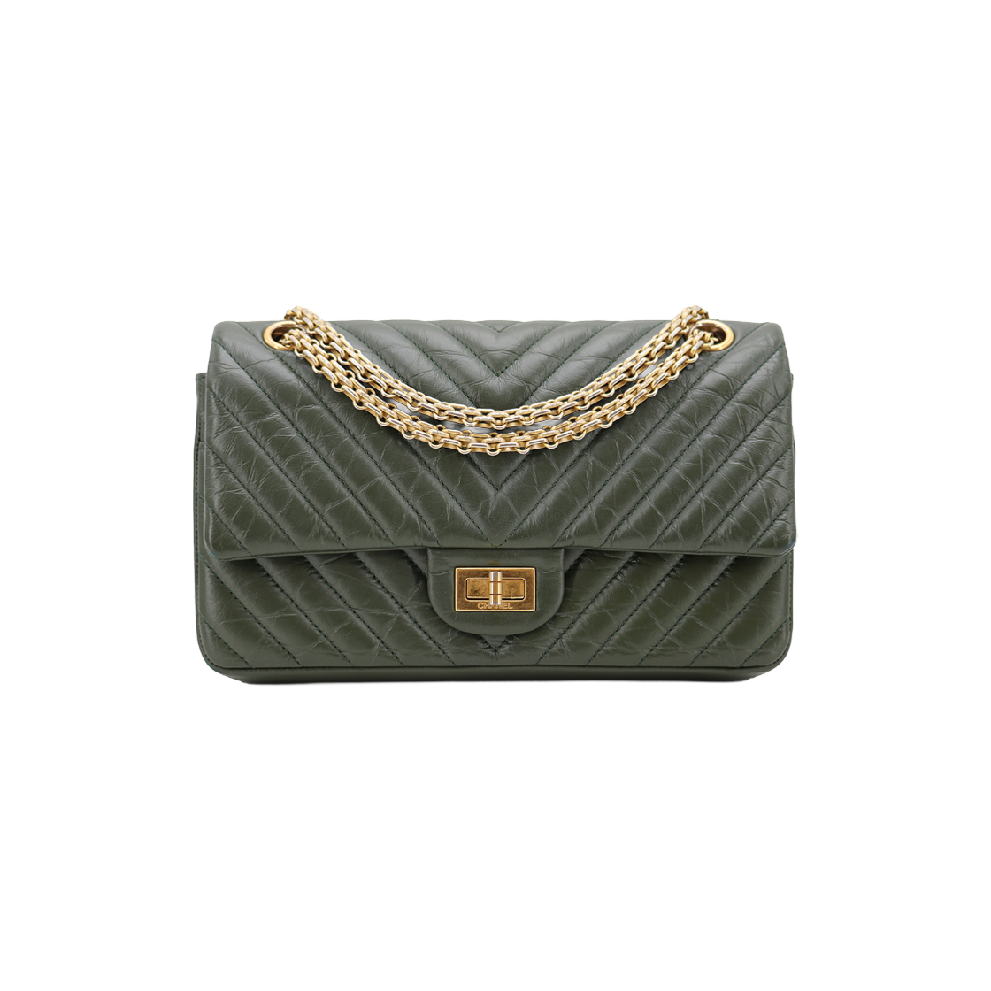 IT98EMRBAURT Chanel 2.55 Medium Chevron Gold