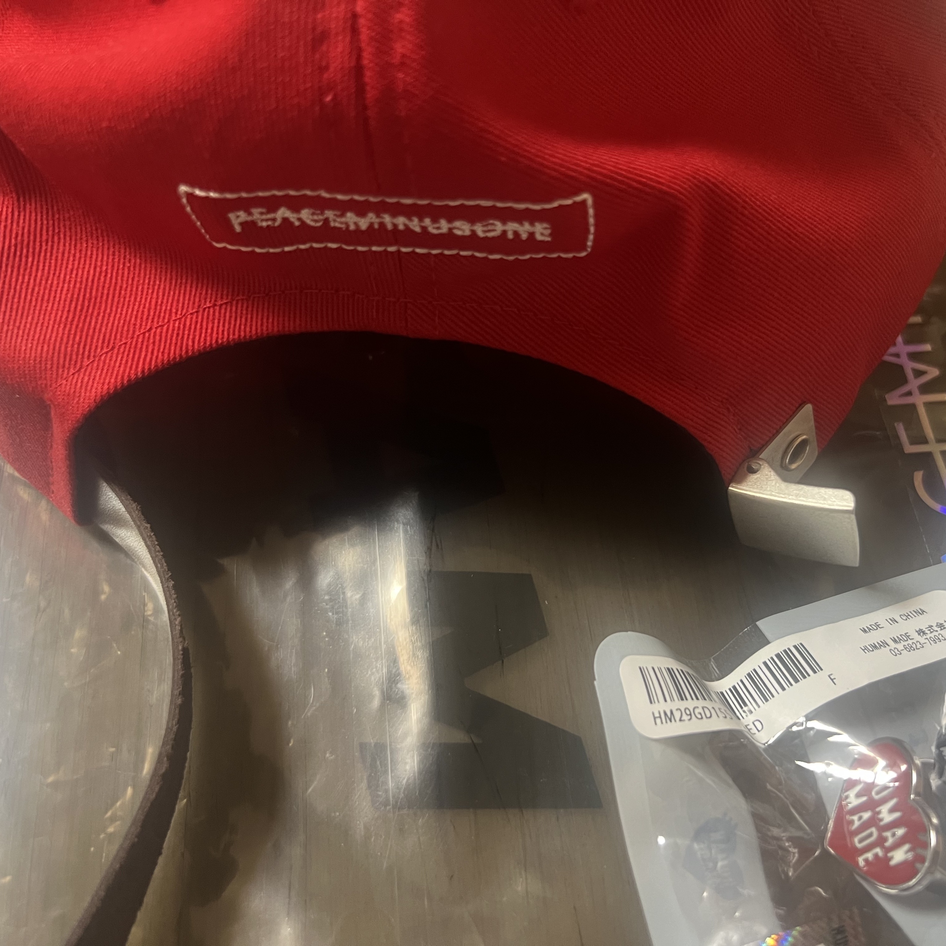 Peaceminusone PMO Ball Cap #1 Red 착용 스타일 - 2